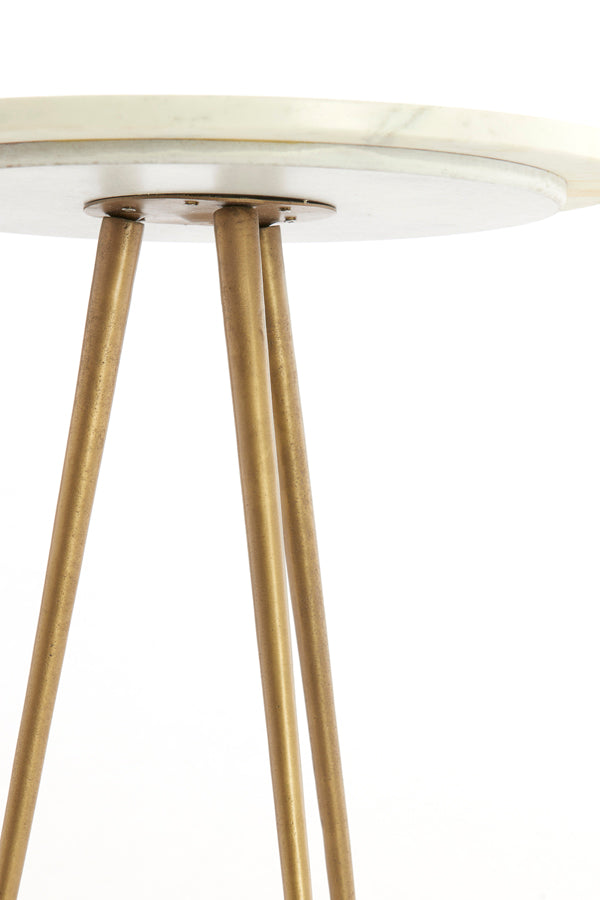 Light & Living Living Side table S/2 max 43x53 cm PRATO marble white+ant bronze House of Isabella UK
