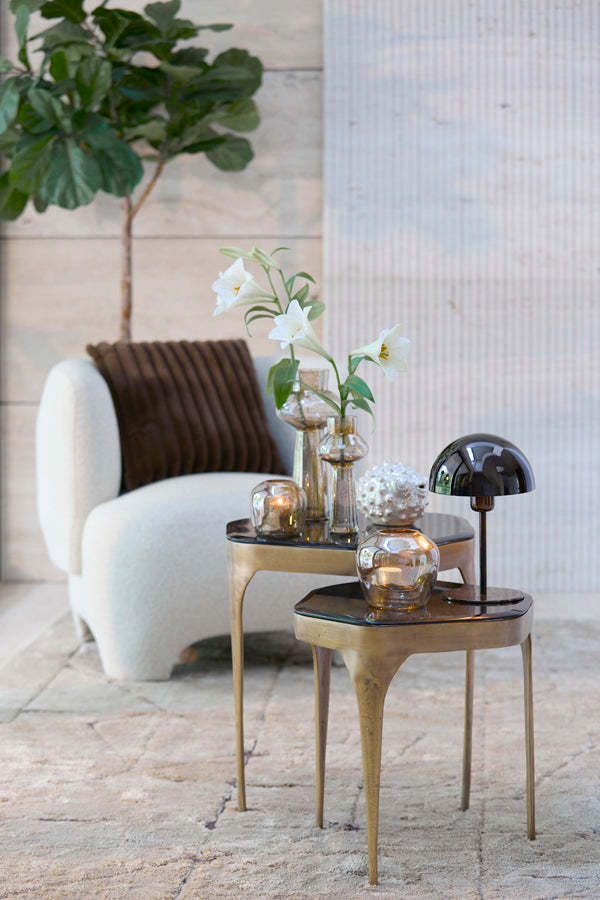 Light & Living Living Side table S/2 max 50x45,5x50 cm AVI glass smoke+ant bronze House of Isabella UK