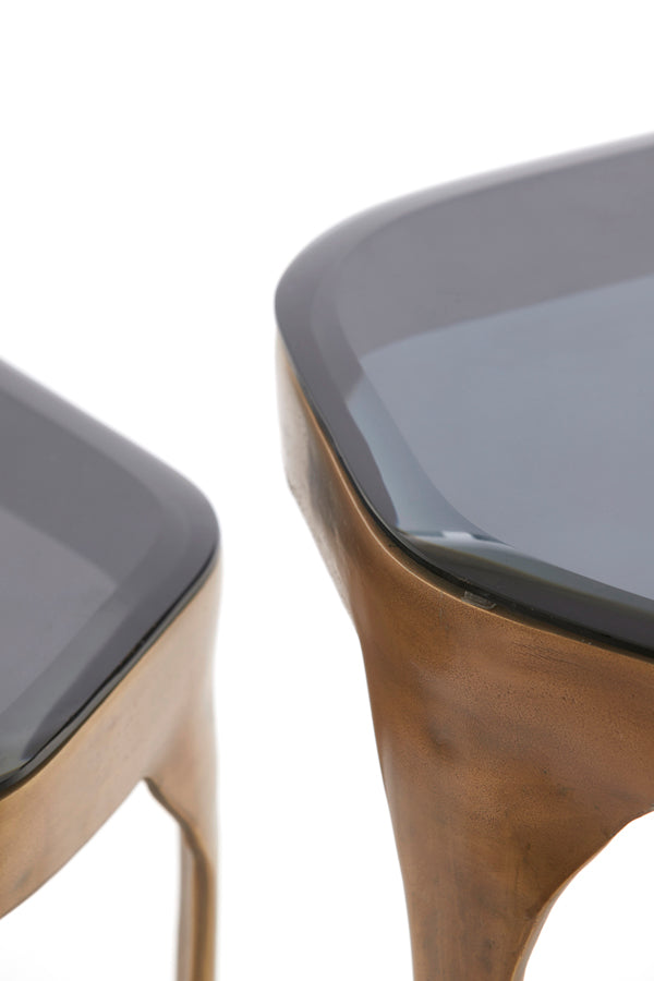 Light & Living Living Side table S/2 max 50x45,5x50 cm AVI glass smoke+ant bronze House of Isabella UK