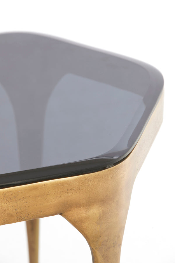 Light & Living Living Side table S/2 max 50x45,5x50 cm AVI glass smoke+ant bronze House of Isabella UK