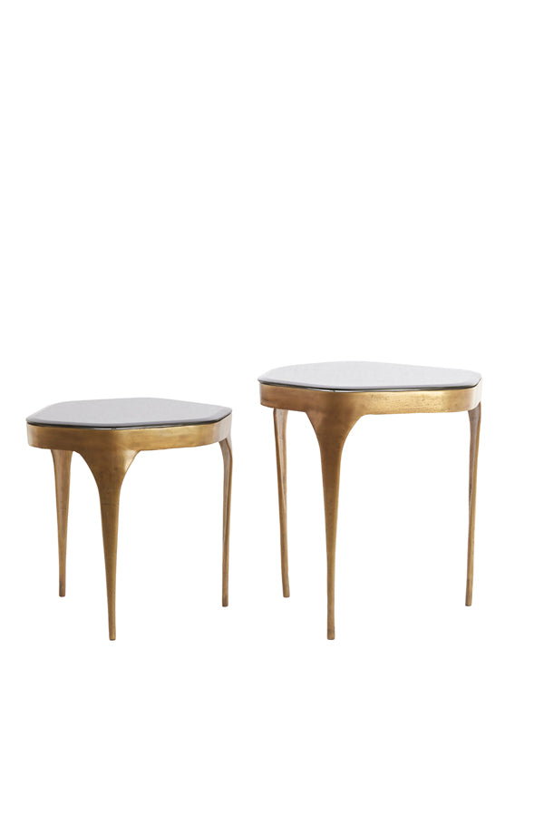 Light & Living Living Side table S/2 max 50x45,5x50 cm AVI glass smoke+ant bronze House of Isabella UK