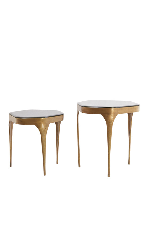 Light & Living Living Side table S/2 max 50x45,5x50 cm AVI glass smoke+ant bronze House of Isabella UK