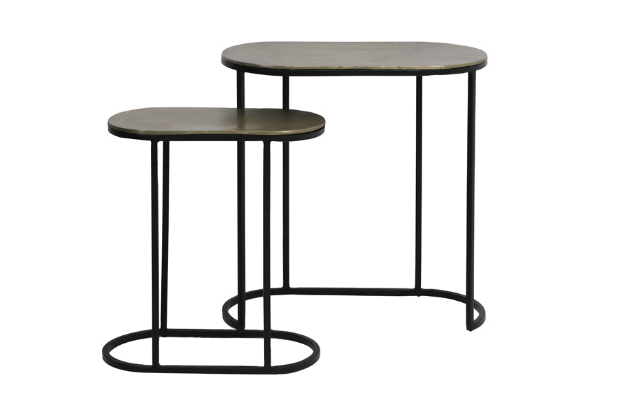 Light & Living Living Side table S/2 max 53x26x53 cm BOCOV antique bronze-black House of Isabella UK