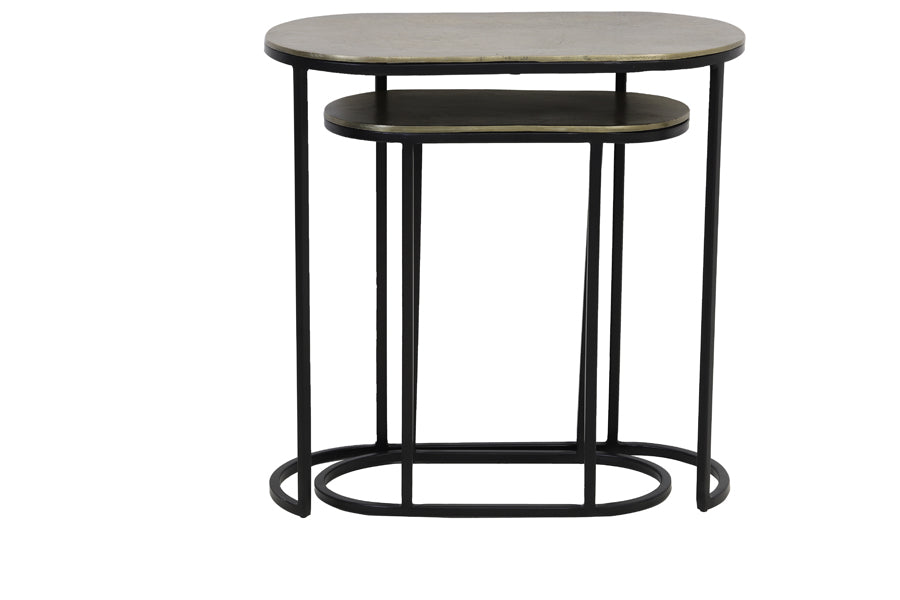 Light & Living Living Side table S/2 max 53x26x53 cm BOCOV antique bronze-black House of Isabella UK