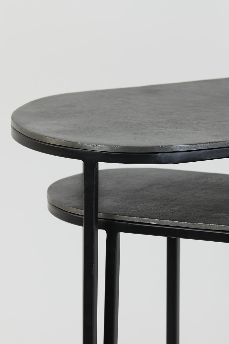 Light & Living Living Side table S/2 max 53x26x53 cm BOCOV antique lead-black House of Isabella UK
