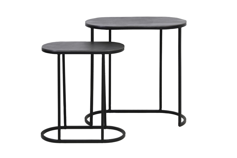 Light & Living Living Side table S/2 max 53x26x53 cm BOCOV antique lead-black House of Isabella UK