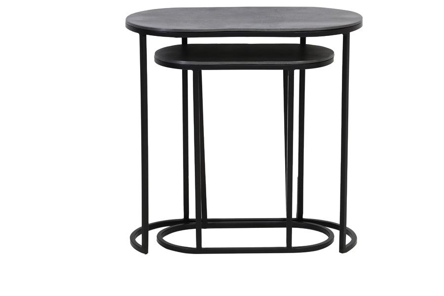 Light & Living Living Side table S/2 max 53x26x53 cm BOCOV antique lead-black House of Isabella UK