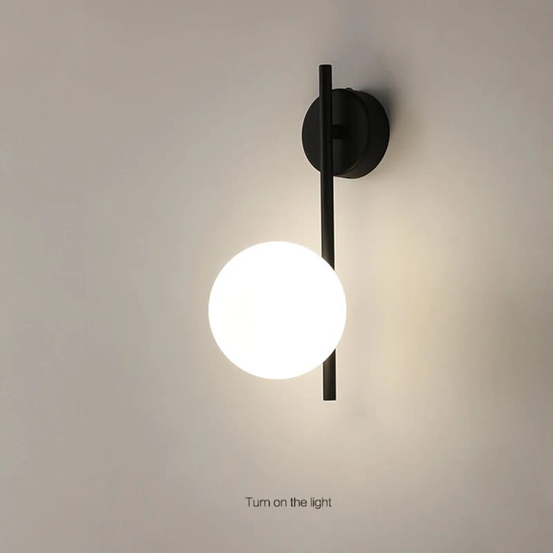 Light My House Black Globe Wall Lamp - Modern Minimalist Glass Shade Light House of Isabella UK