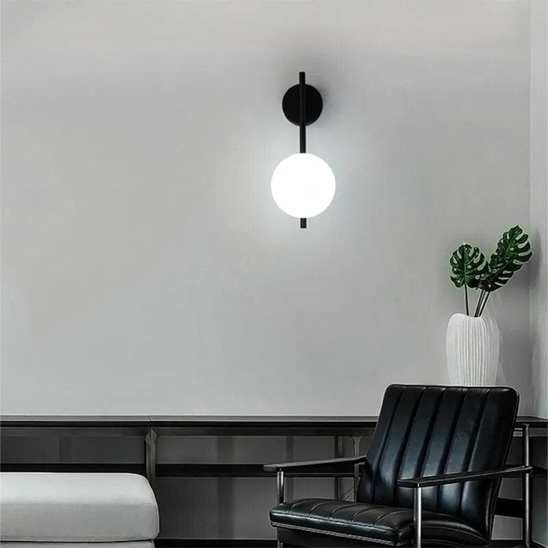 Light My House Black Globe Wall Lamp - Modern Minimalist Glass Shade Light House of Isabella UK