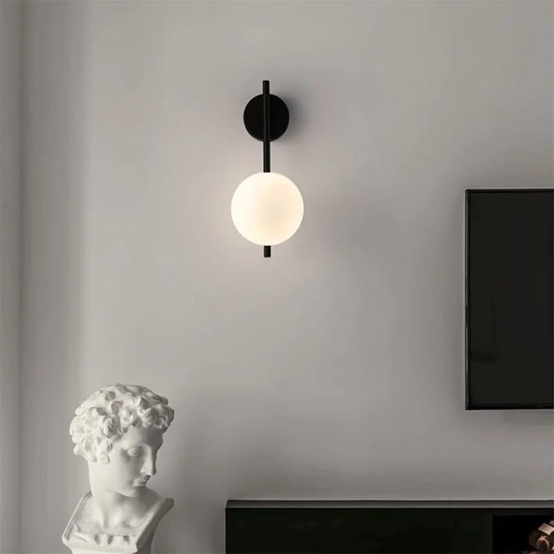 Light My House Black Globe Wall Lamp - Modern Minimalist Glass Shade Light House of Isabella UK