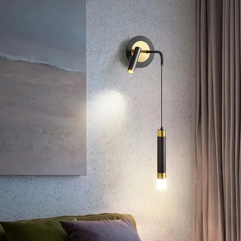 Light My House Black Left / Warm White Bold Gold Wall Lamp with Reading Light - LED Warm White Lighting House of Isabella UK
