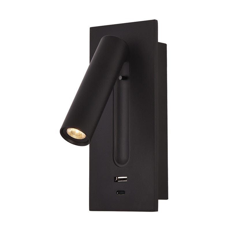 Light My House Black / Warm White (2700-3500K) Reading Wall Light with USB Charger & Switch LED Bedside Lamp House of Isabella UK