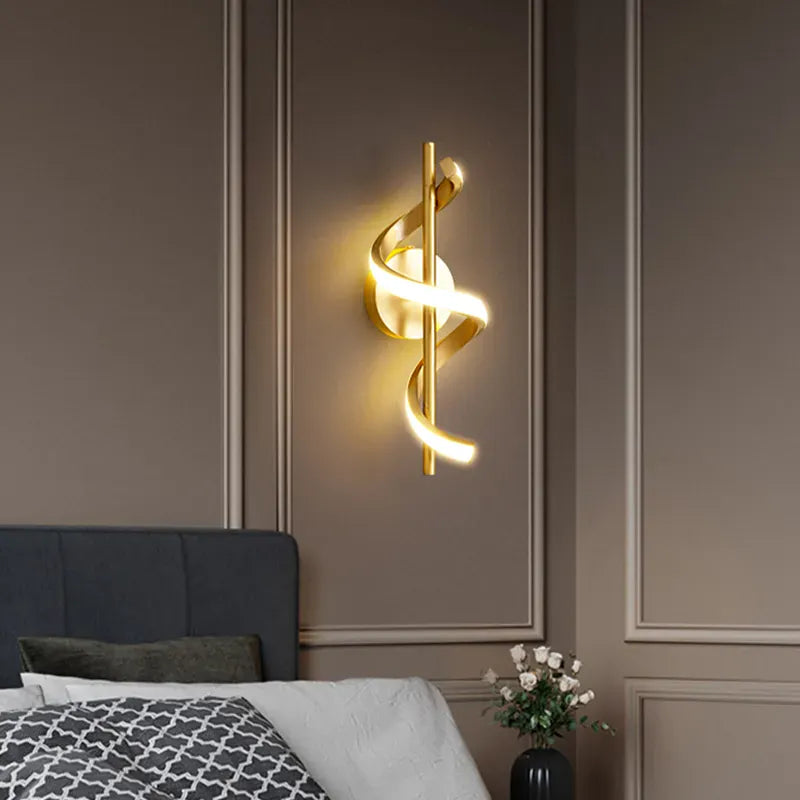 Light My House Copper/ Gold / 3 Light Colours Twisted LED Wall Light - Black & Gold Options for Living Room House of Isabella UK