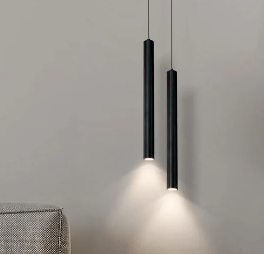 Light My House Double Head-6W / Warm White 3000K Trip Black Pendant Light - Adjustable Minimal Bedroom Lighting House of Isabella UK