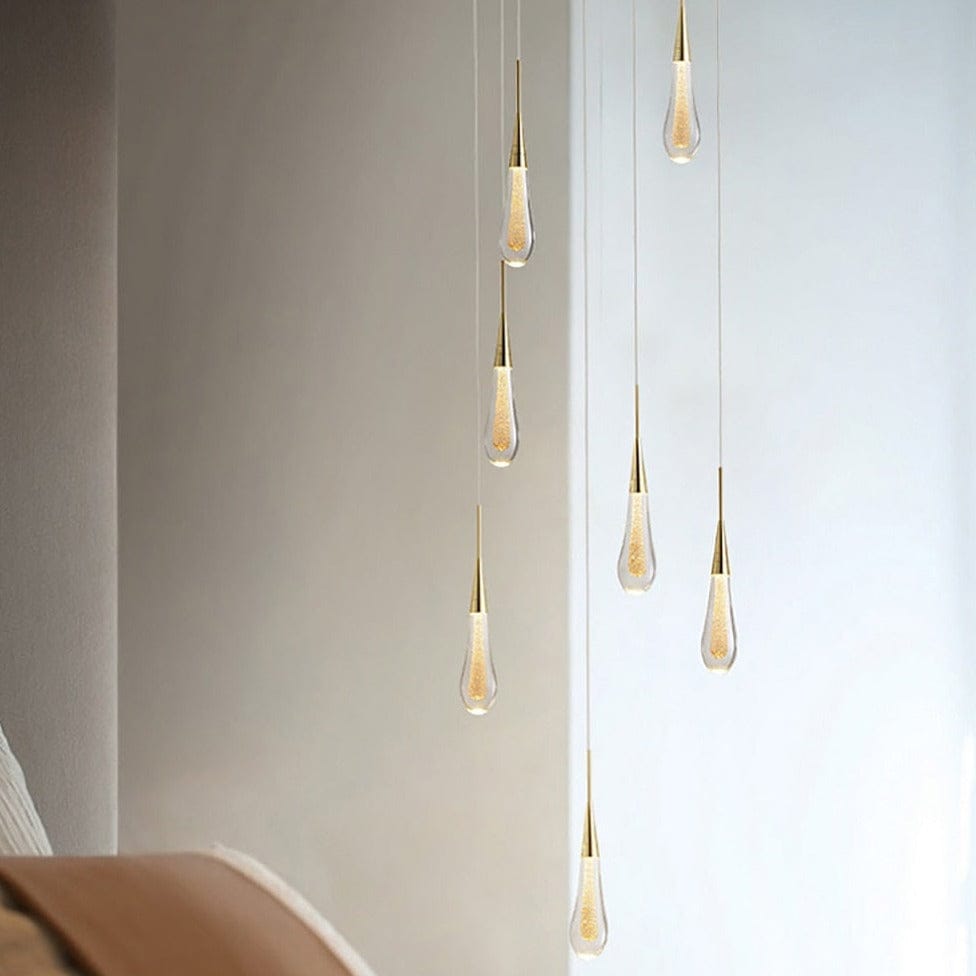 Light My House Glass Drop Pendant Light - Warm LED Hanging String Light UK House of Isabella UK