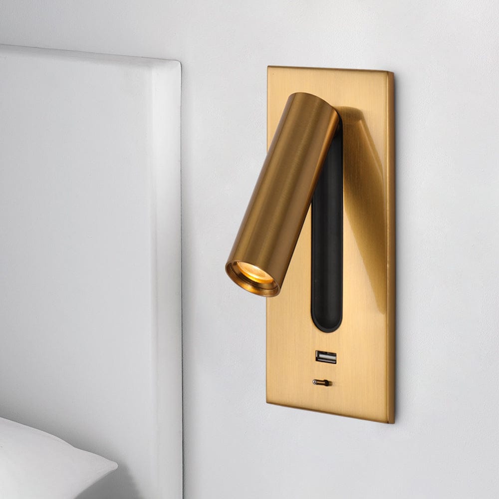 Light My House Gold / Warm White (2700-3500K) Reading Wall Light with USB Charger & Switch LED Bedside Lamp House of Isabella UK