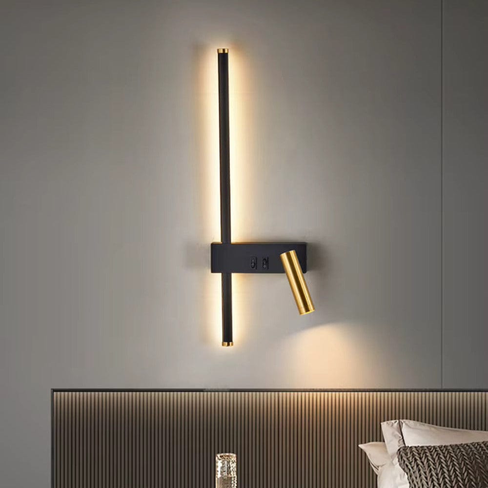 Light My House Left / Warm White (2700-3500K) Bold Gold Black LED Wall Lamp Dual Switch Reading Light Bedside House of Isabella UK