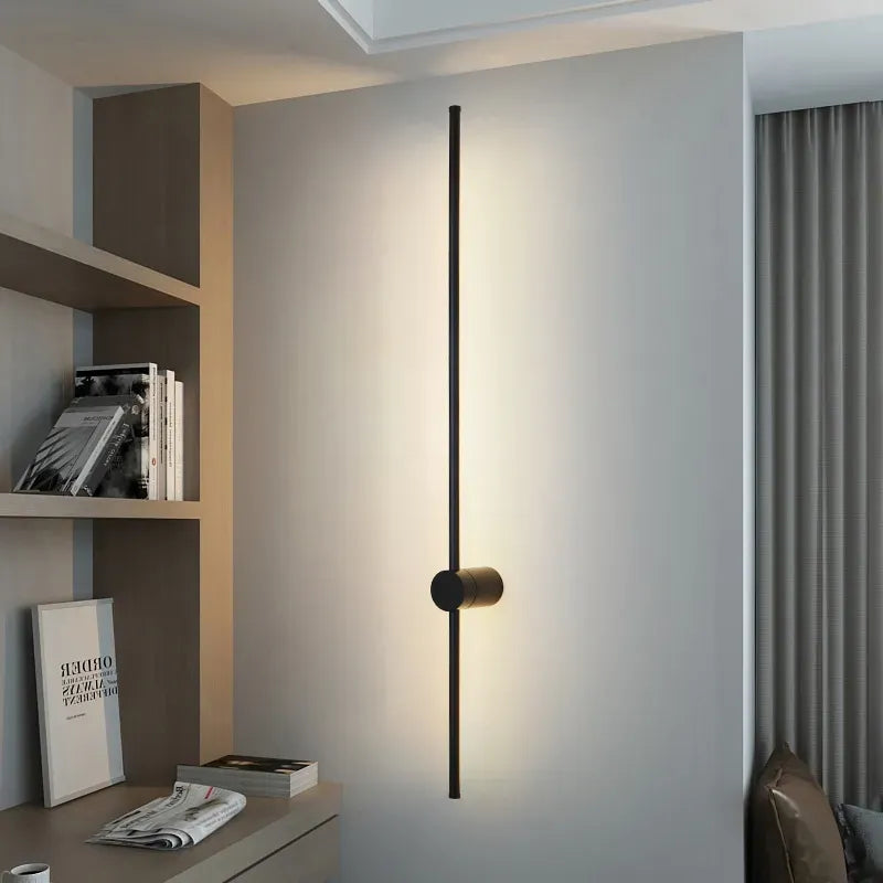Light My House PAIR 80cm / Warm White Black LED Wall Light - Warm Modern Bedroom Lounge Lamp Easy Install House of Isabella UK