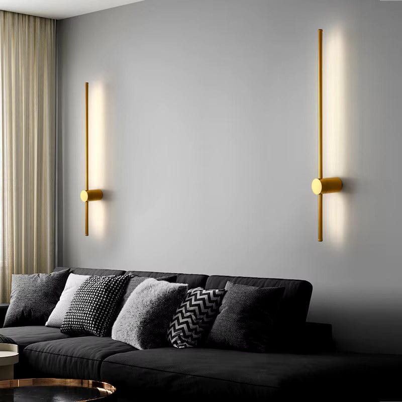 Light My House PAIR 80cm / Warm White LED Gold Wall Light - Warm Modern Bedroom Lounge Lamp - Degrees House of Isabella UK