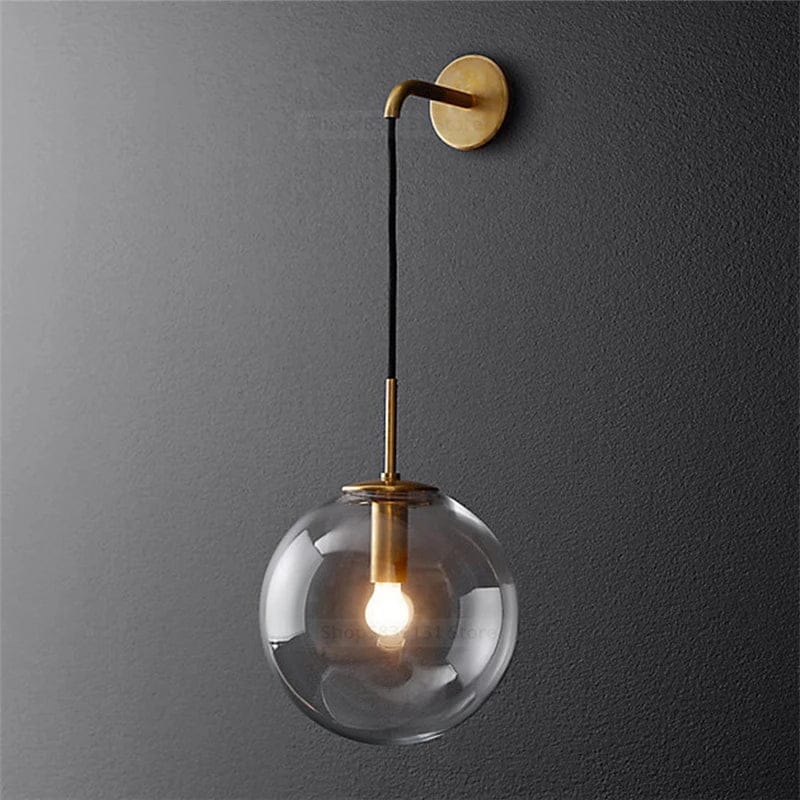 Light My House Smoke Sizzle Mid-Century Glass Globe Hanging Wall Light - Amber/Smoke/Clear House of Isabella UK