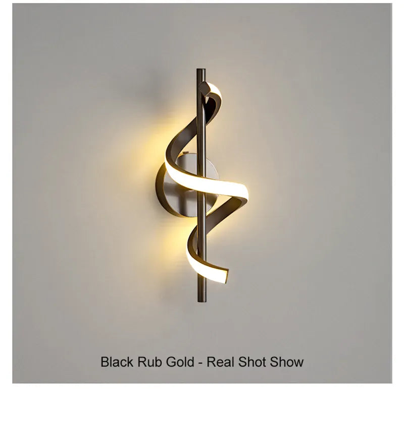 Light My House Twisted LED Wall Light - Black & Gold Options for Living Room House of Isabella UK