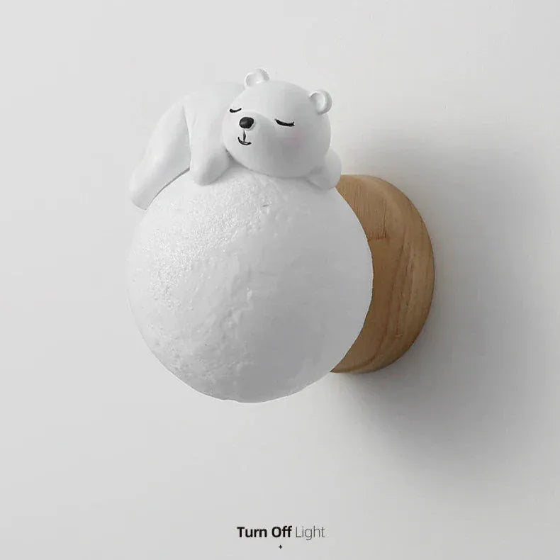 Light My House warm-white Bear Wall Light LED Kids Nursery Moon Night Light Bedroom Decor House of Isabella UK
