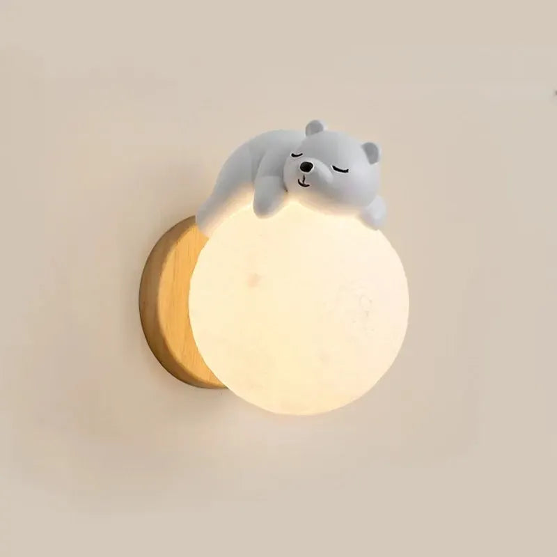 Light My House warm-white Bear Wall Light LED Kids Nursery Moon Night Light Bedroom Decor House of Isabella UK