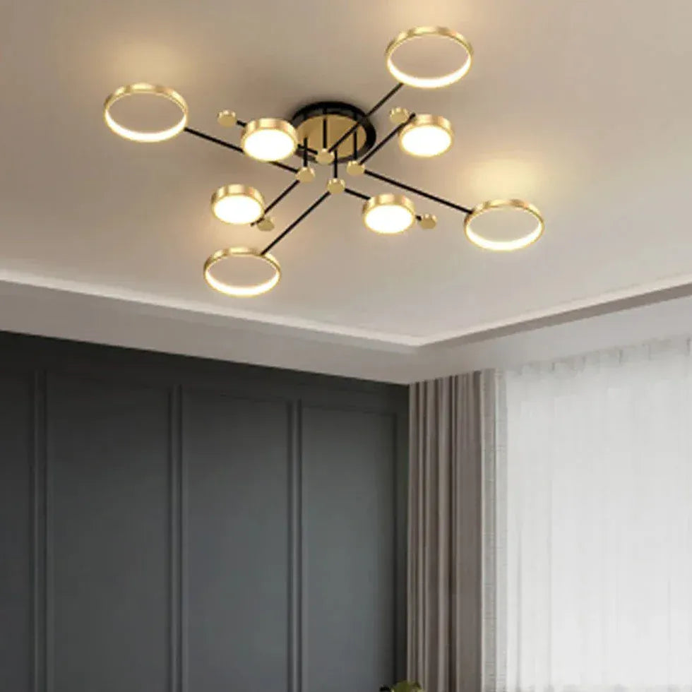 Light My House Warm White Chemistry Flush Mount Chandelier Gold LED 130cm Low Ceiling Light House of Isabella UK