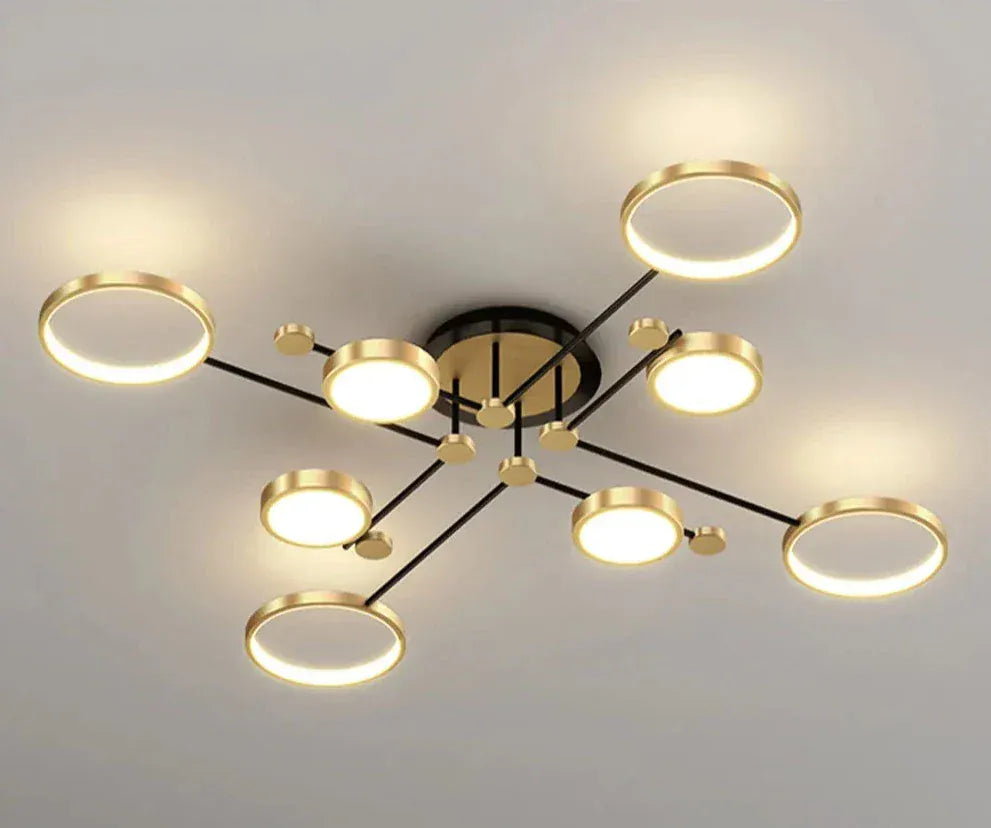 Light My House Warm White Chemistry Flush Mount Chandelier Gold LED 130cm Low Ceiling Light House of Isabella UK