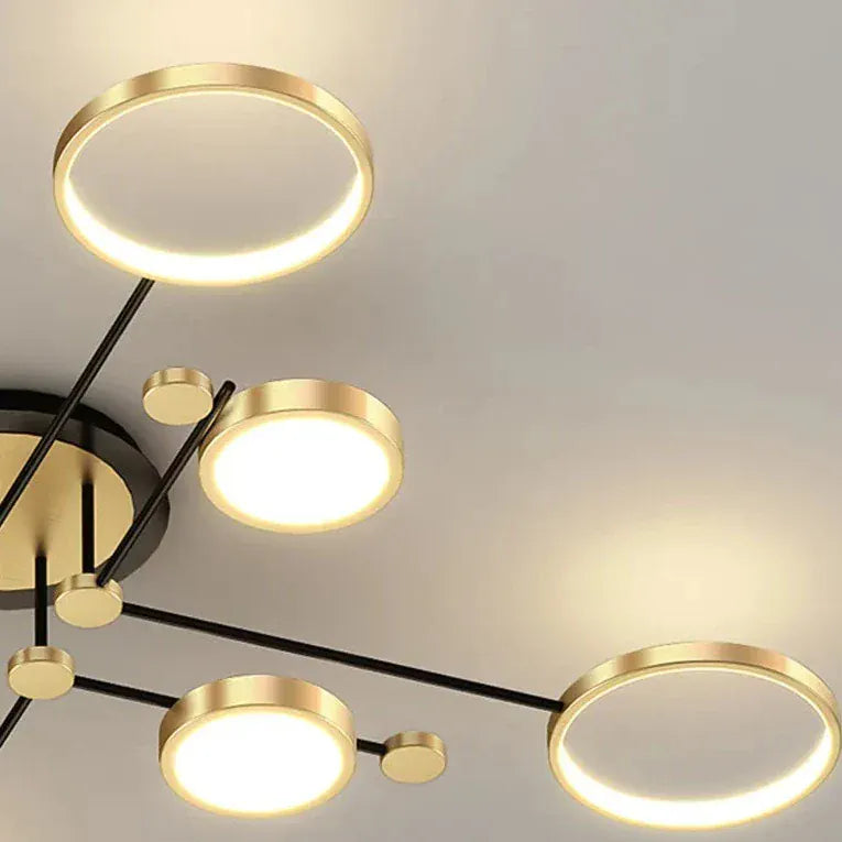 Light My House Warm White Chemistry Flush Mount Chandelier Gold LED 130cm Low Ceiling Light House of Isabella UK