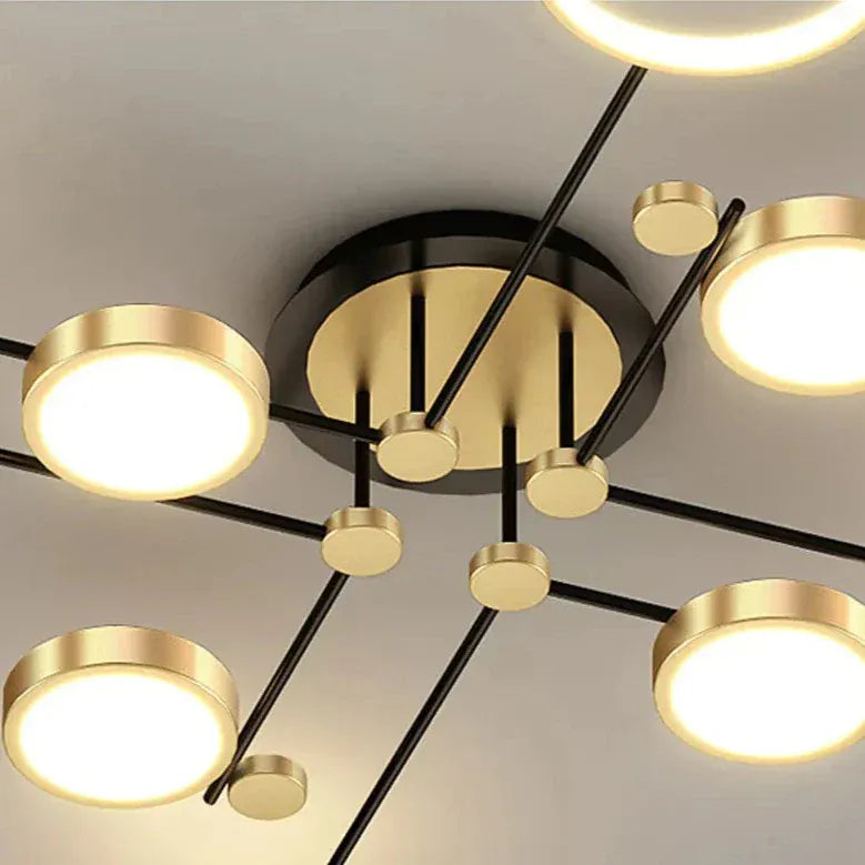 Light My House Warm White Chemistry Flush Mount Chandelier Gold LED 130cm Low Ceiling Light House of Isabella UK