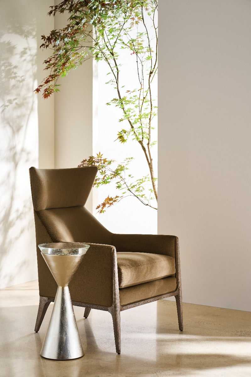 Spy Glass Drinks Table in Taupe Silver Leaf