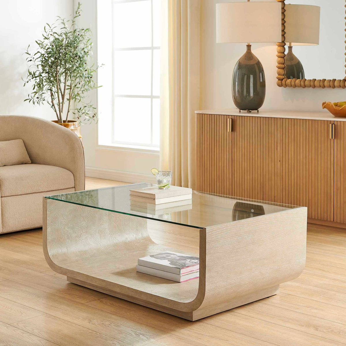 Maeva Modern Glass Coffee Table