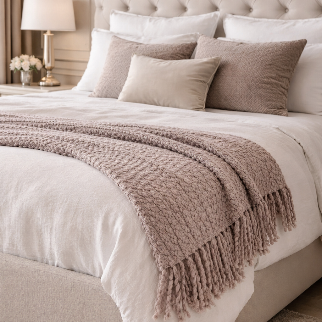 Malini Accessories Malini Brixton Taupe Throw House of Isabella UK