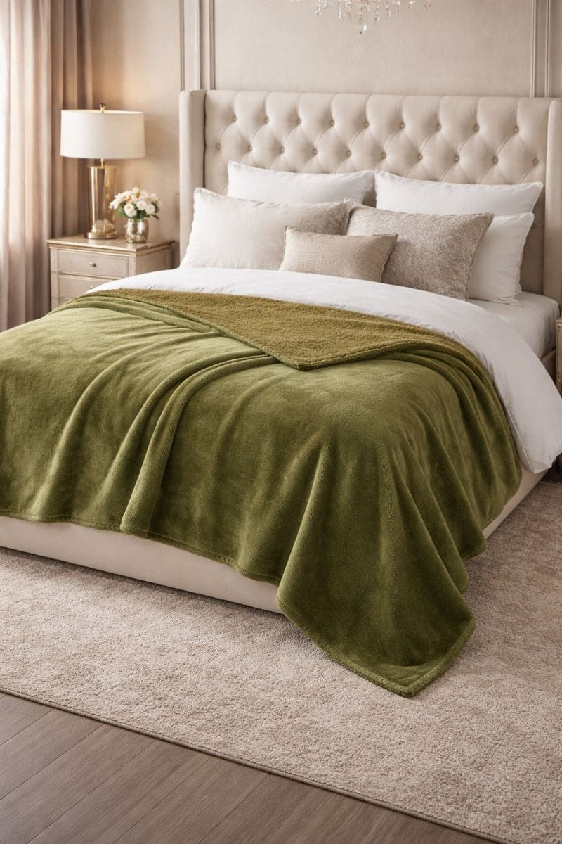 Malini Accessories Malini Cosy Olive Throw House of Isabella UK