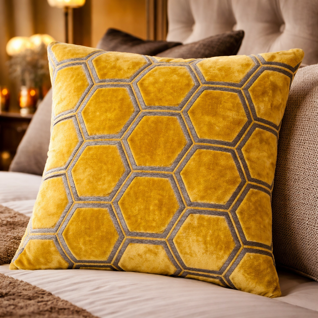 Malini Accessories Malini Large Ivor Mustard Cushion House of Isabella UK