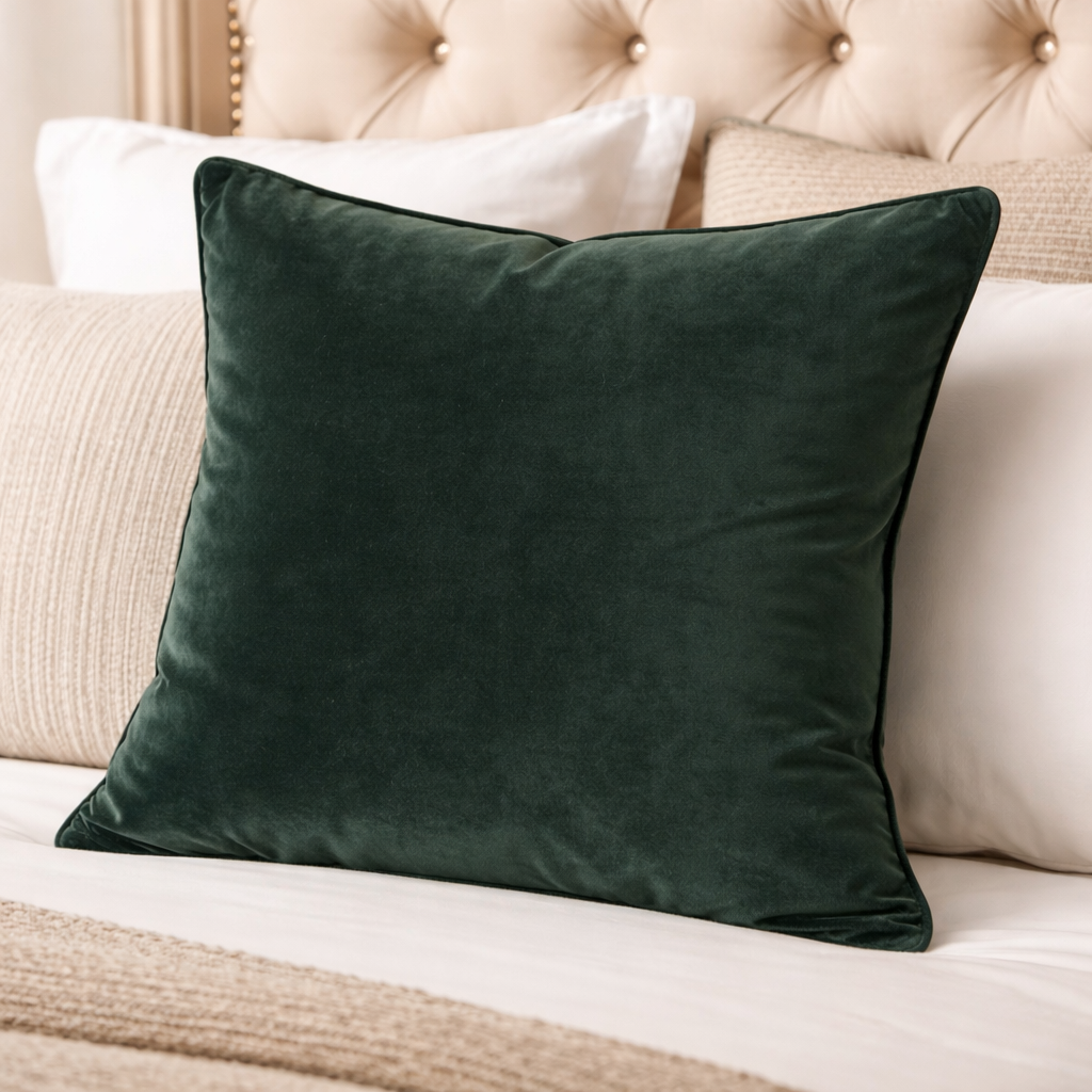 Malini Accessories Malini Large Luxe Pinegreen Cushion House of Isabella UK