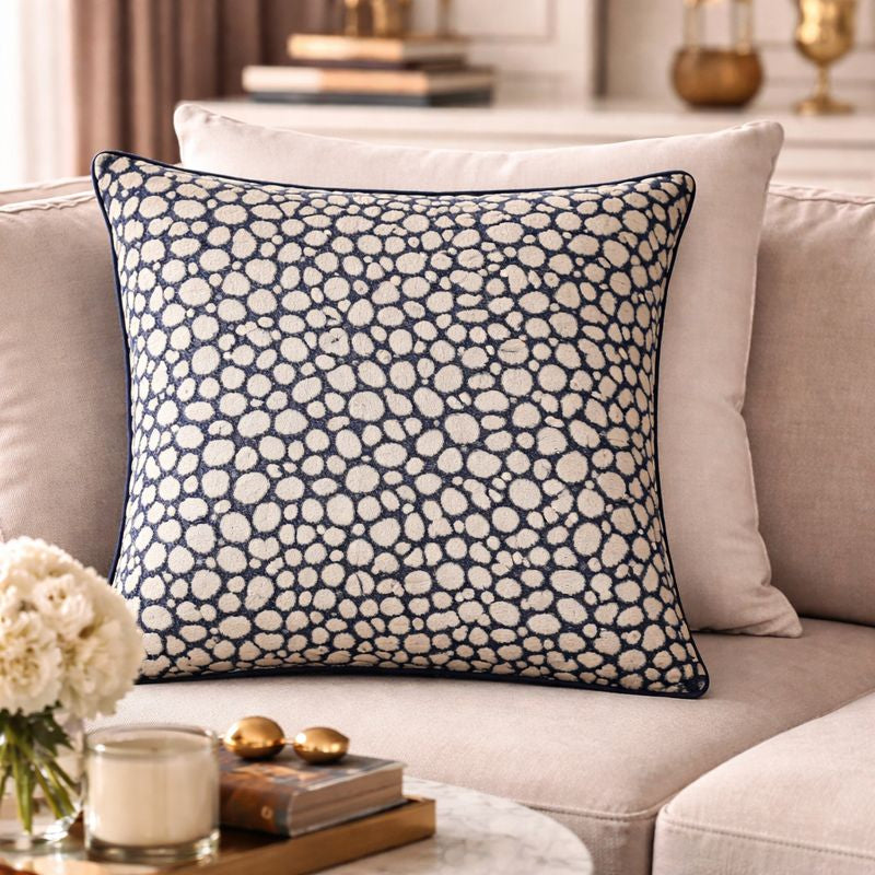 Malini Accessories Malini Large Pebbles Navy Cushion House of Isabella UK