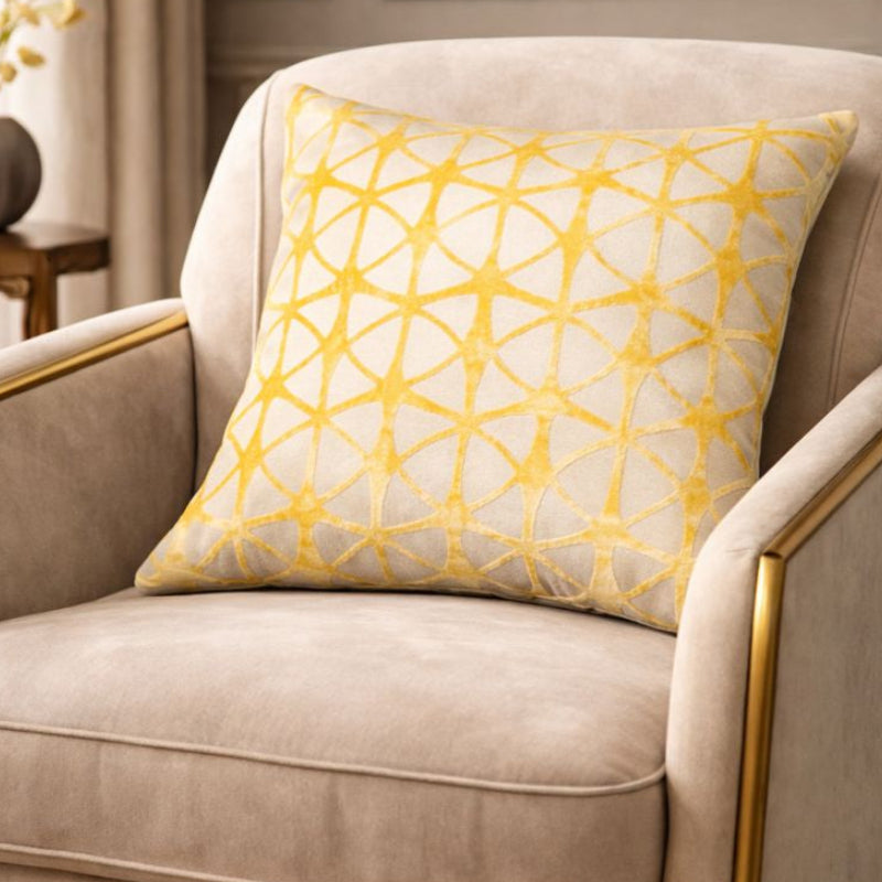 Malini Accessories Malini Large Spiral Mustard Cushion House of Isabella UK