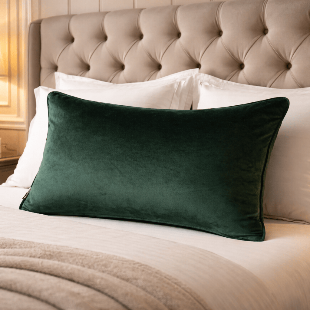 Malini Accessories Malini Luxe Rectangle Pinegreen Cushion House of Isabella UK