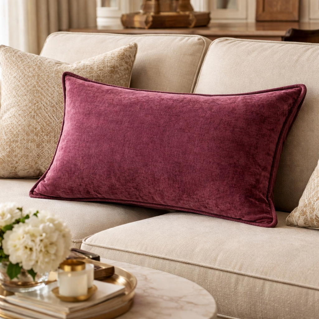 Malini Accessories Malini Rectangle Noblis Aubergine Cushion House of Isabella UK