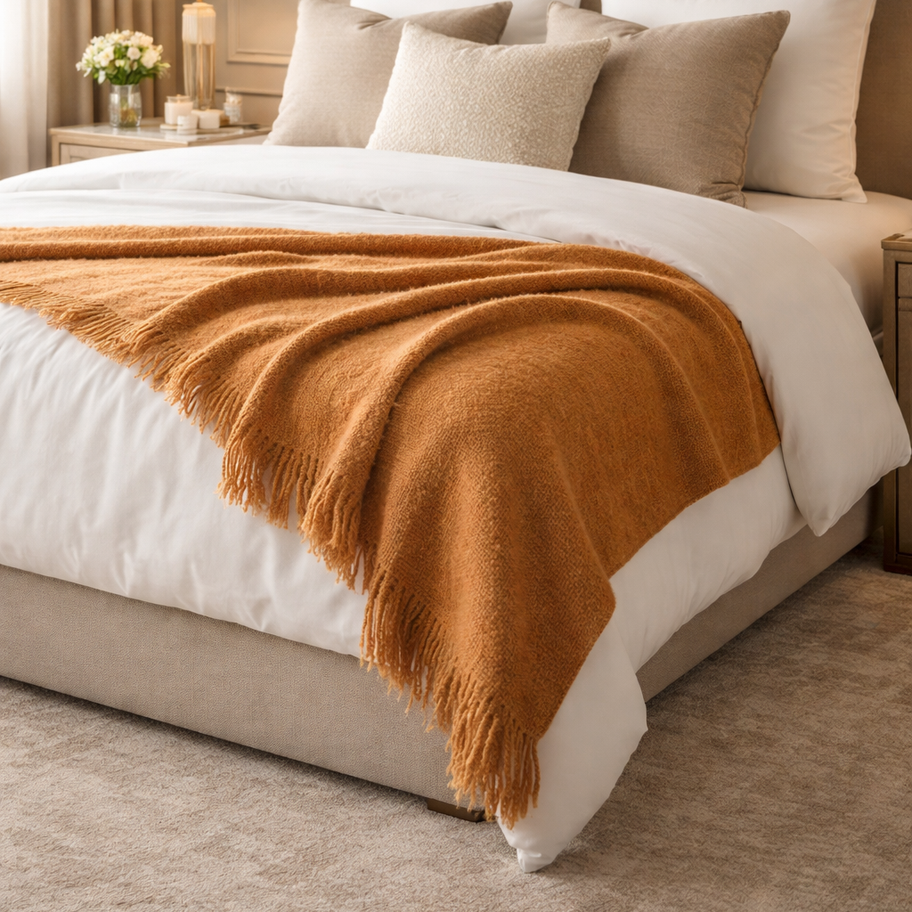 Malini Accessories Malini Serena Tan Throw House of Isabella UK
