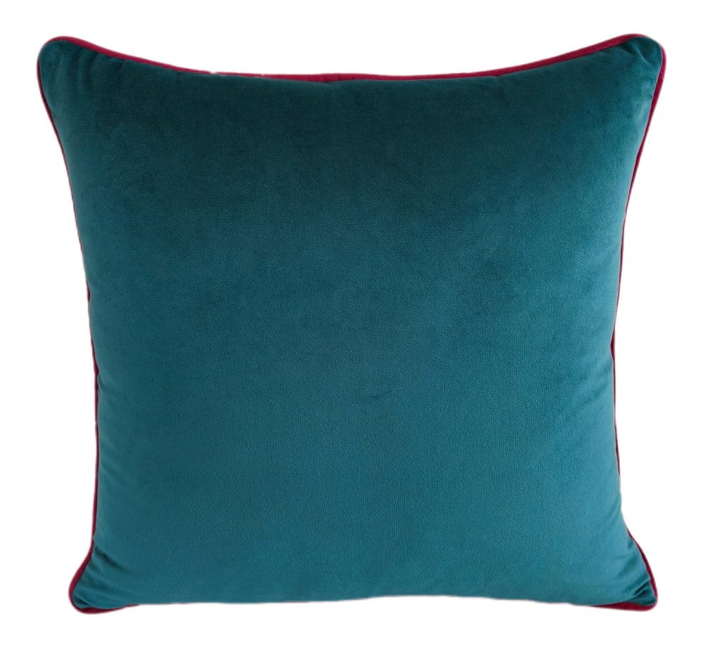 Malini Accessories Paul Moneypenny Twofaced Teal And Fuschia Small Cushion House of Isabella UK