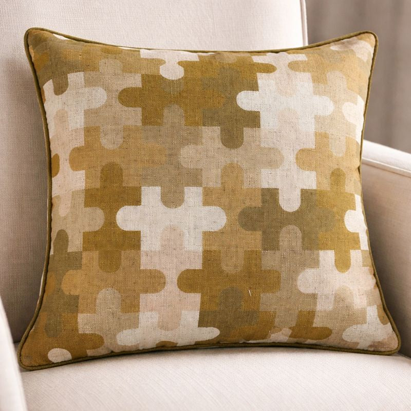 Malini Living Malini Jigsaw Swampgreen Cushion House of Isabella UK