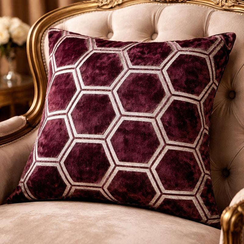 Malini Living Malini Large Ivor Aubergine Cushion House of Isabella UK