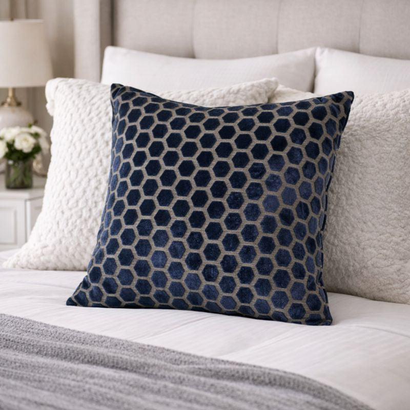 Malini Living Malini Large Jorvik Navy Cushion House of Isabella UK