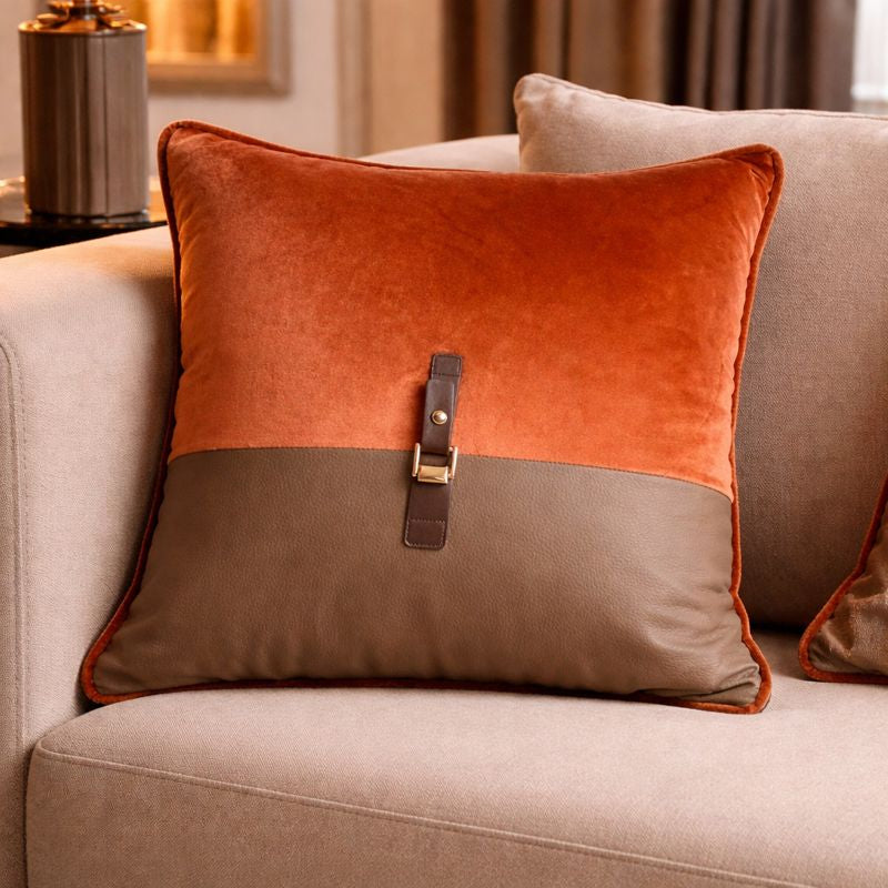 Malini Living Paul Moneypenny Buckleup Orange Cushion House of Isabella UK
