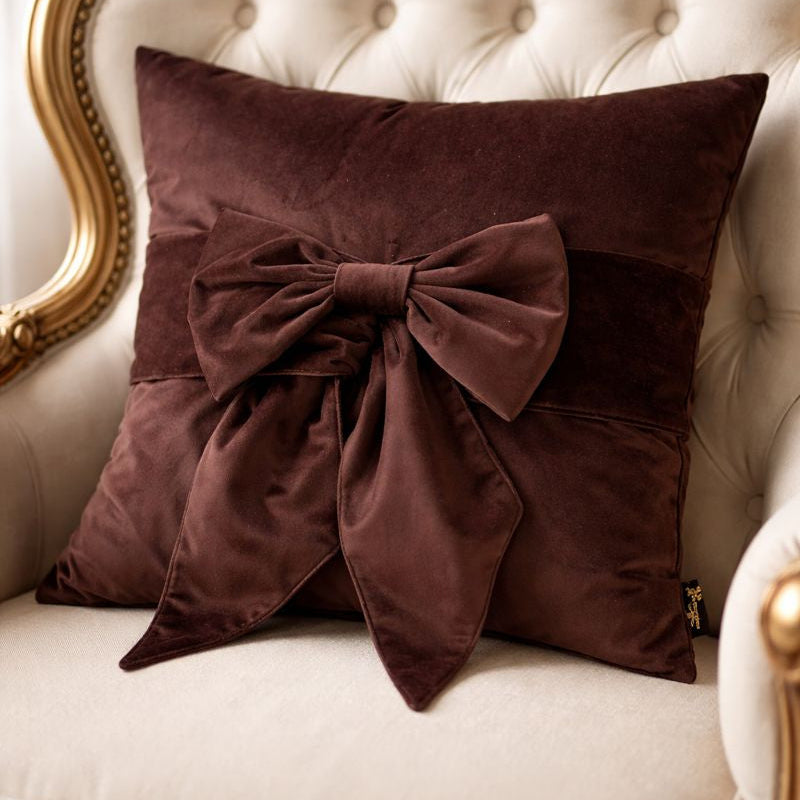 Malini Living Paul Moneypenny Tiedup Choc Cushion House of Isabella UK