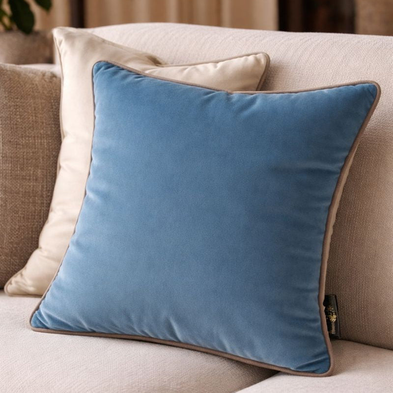 Malini Living Paul Moneypenny Twofaced Blue And Champagne Cushion House of Isabella UK
