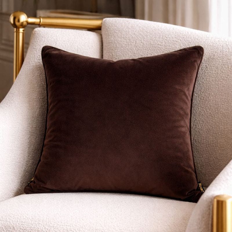 Malini Living Paul Moneypenny Twofaced Choc And Taupe Large Cushion House of Isabella UK